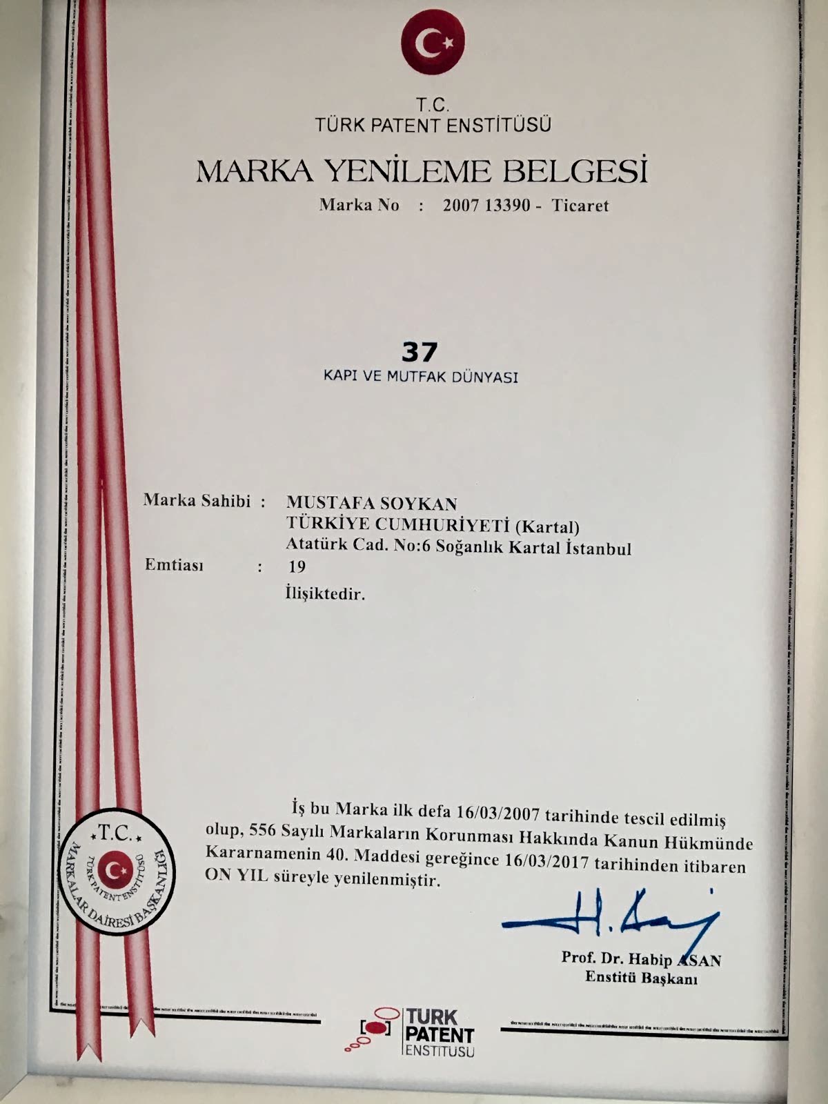 Marka Tescil Belgesi